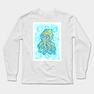 Blue Ringer Octopus - Cartoony Watercolor Long Sleeve T-Shirt